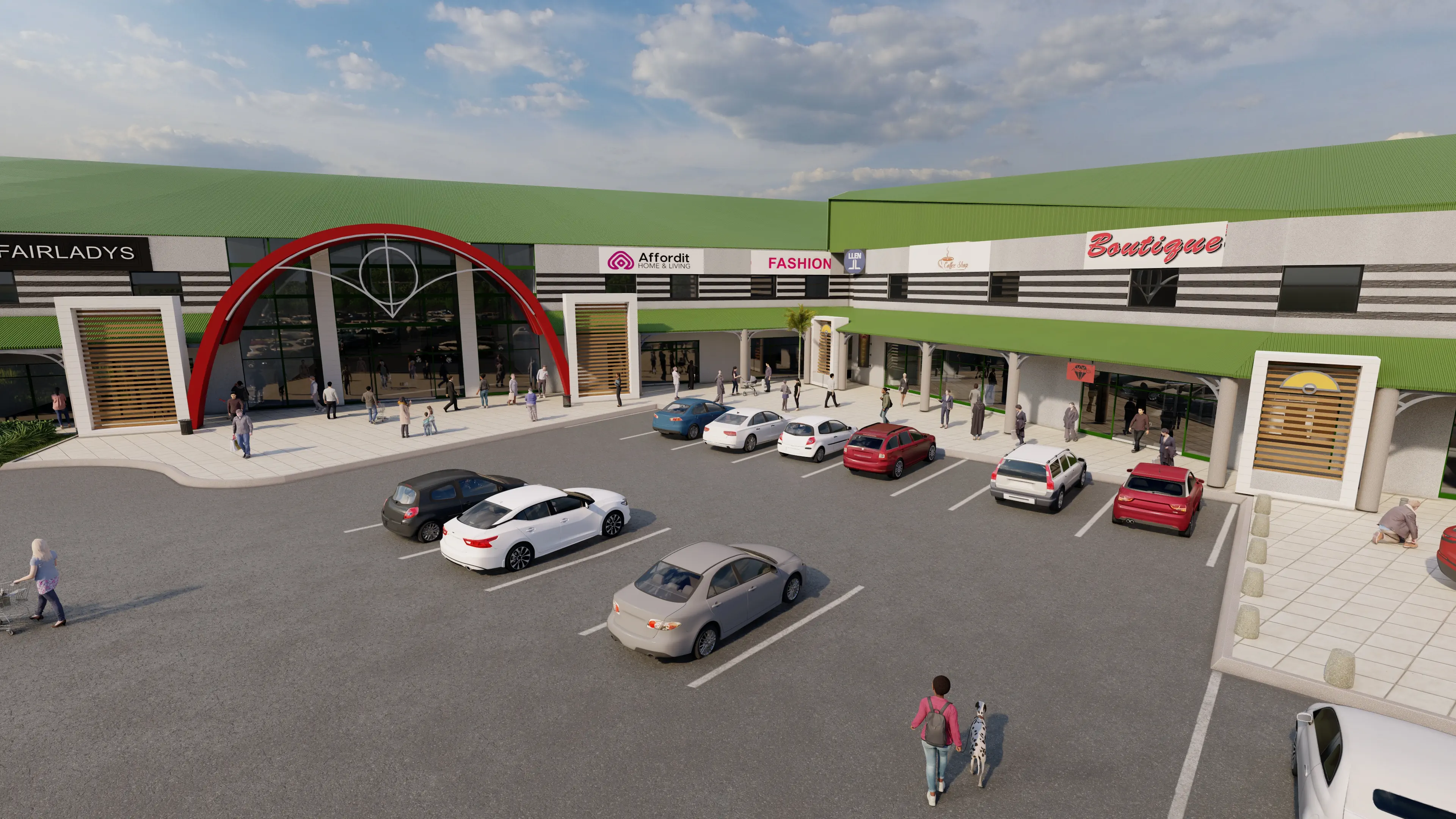 Mall Entrance and Parking Lot